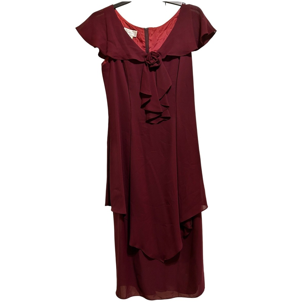 Jessica McClintock Dress 11/12 Burgundy Vintage Tiered Ruffle Formal NWT